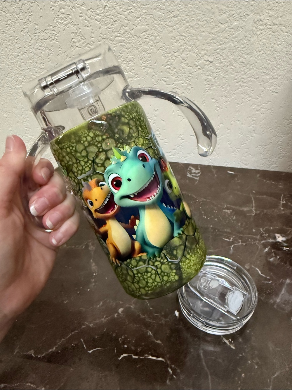 Dinosaur Scales 12 Oz Sippy Convertible Tumbler Cup Handmade